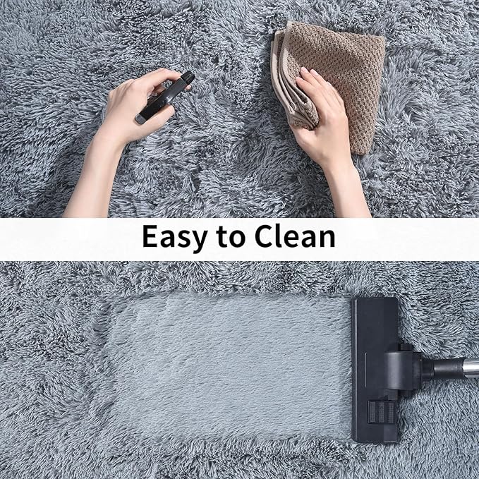 Soft Runner Rugs for Bedroom Hallways, 2x6 Grey Fluffy Shag Throw Area Rug Non Slip for Bedside Dorm, Long Shaggy Furry Carpet for Nursery Living Room