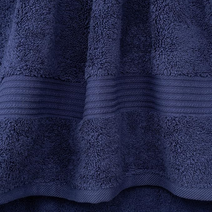 Cotton Paradise 6 Piece Towel Set 100% Cotton Soft Absorbent Turkish Towels for Bathroom 2 Bath Towels 2 Hand Towels 2 Washcloths, Navy Blue Towel Set