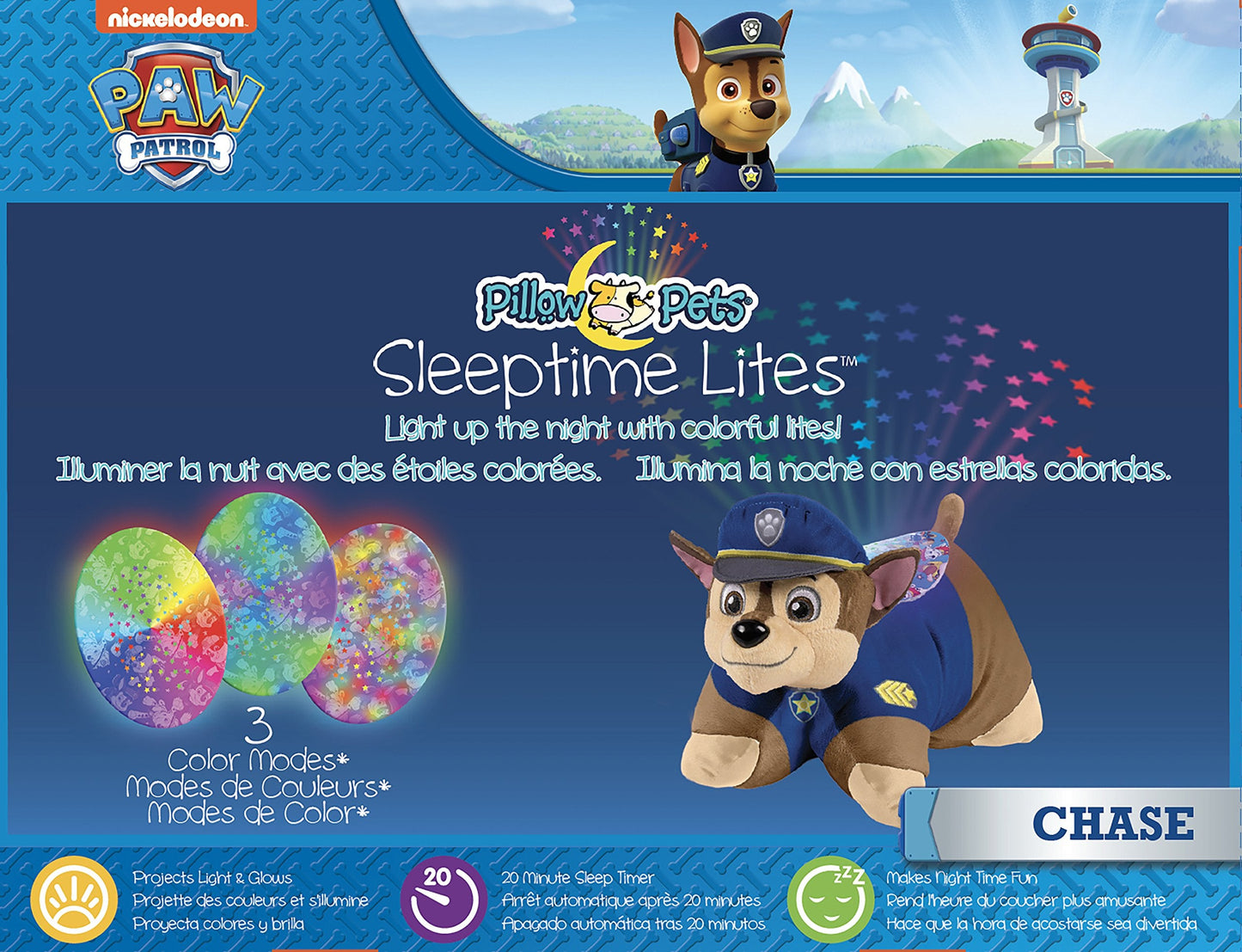 Pillow Pets 11 inch Paw Patrol Chase Sleeptime Lite, Nickelodeon Stuffed Animal Nightlight, Plush Toy Gift for Kids