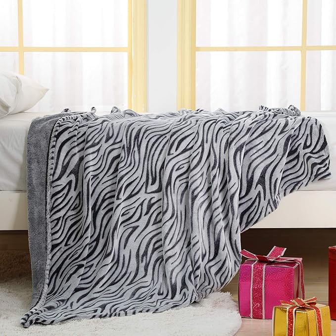SOCHOW Uragiri Flannel Fleece Throw Blanket, Lightweight Super Soft Cozy Plush Bed Blanket, 60 x 80 Inches, Black Zebra