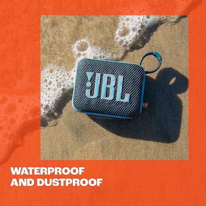 JBL Go 4 - Ultra-Portable, Waterproof and Dustproof Bluetooth Speaker, Big JBL Pro Sound with Punchy bass, 7-Hour Built-in Battery, Made in Part with Recycled Materials (Blue)