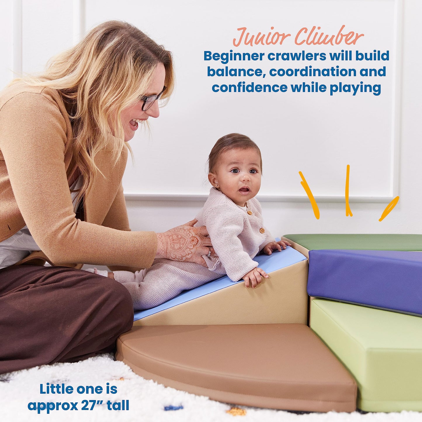 ECR4Kids SoftZone Junior Tiny Twisting Climber, Beginner Playset, Earthtone, 5-Piece
