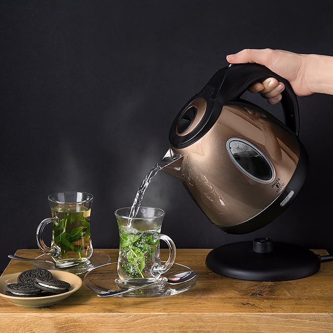 Moss & Stone 1.2L Stainless Steel Small Electric Kettle, Cordless 1500w Fast Boiling Pot, Portable Hot Water Electric Tea Kettle With Boil Dry Protection & Auto Shut-Off (Champagne)