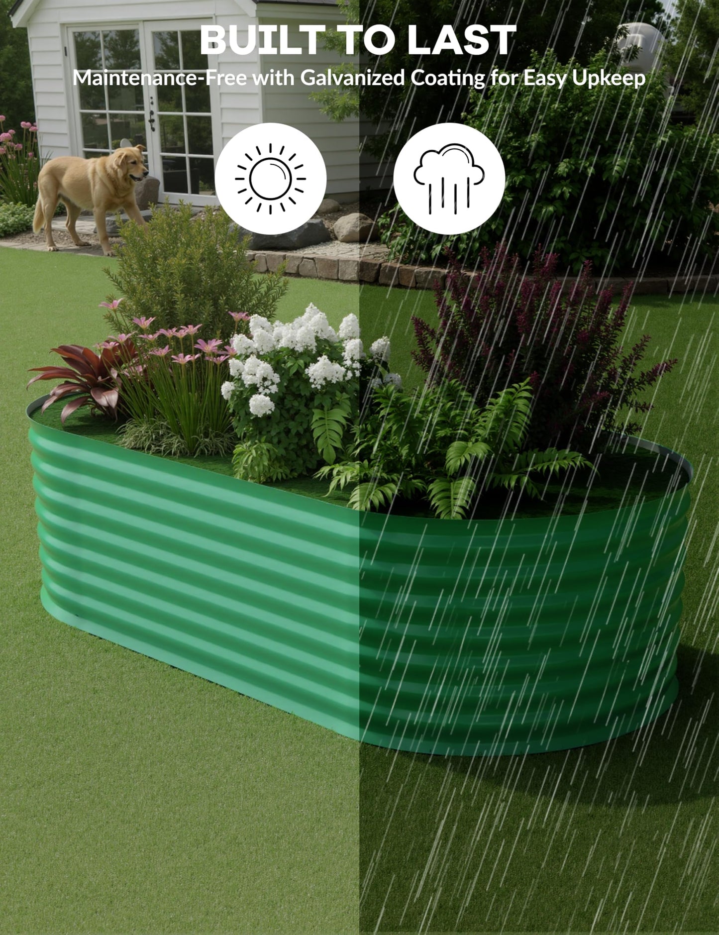 6x3x2Ft Raised Garden Bed, Galvanized Planter Box Outdoor, 24" Large Rot-Resistant Metal Garden Bed Planter for Planting Flower Vegetables Herb