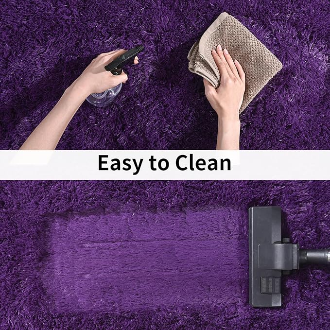 Fluffy Shag Runner Rugs for Bedroom Hallways, 2x8 Purple Long Soft Throw Area Rug Non Slip for Bedside Dorm, Shaggy Furry Carpet for Nursery Living Room Home Decor