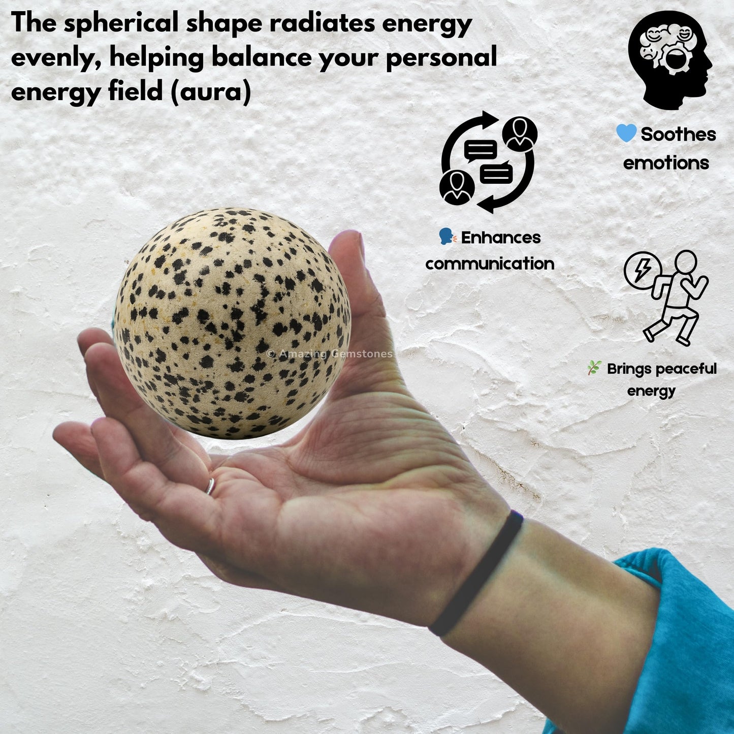 Amazing Gemstone Dalmatian Jasper Crystal Ball with Stand - 2 Inches Crystal Sphere Meditation Balls for Witchcraft and Decorative Balls
