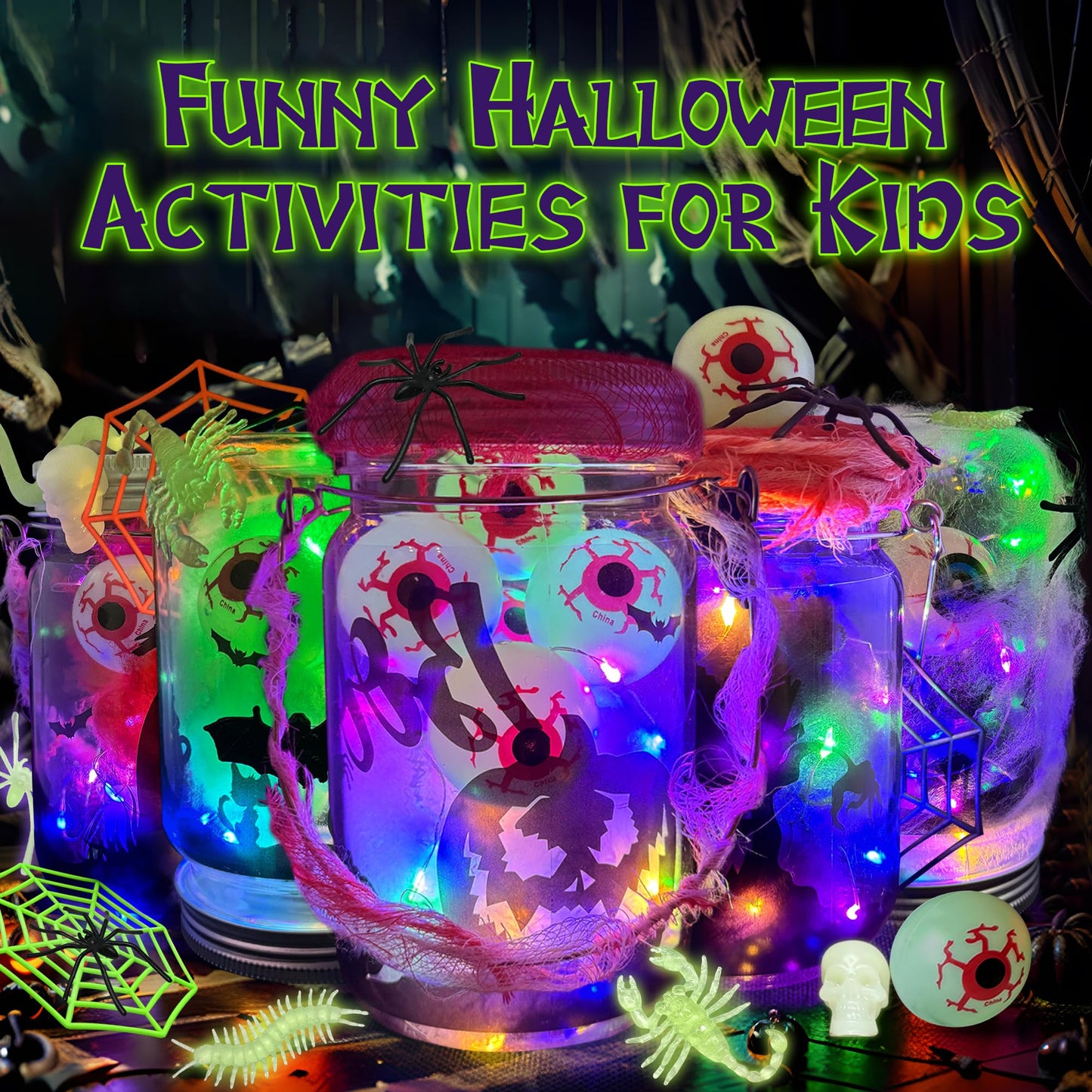 RBONIGHT 6PCS Halloween Lantern Craft Kit, Craft for Kids Age 6-8,8-12, DIY Decorations Art Project, Creative Activities for Party, Halloween Toys for Basket Stuffers Gifts