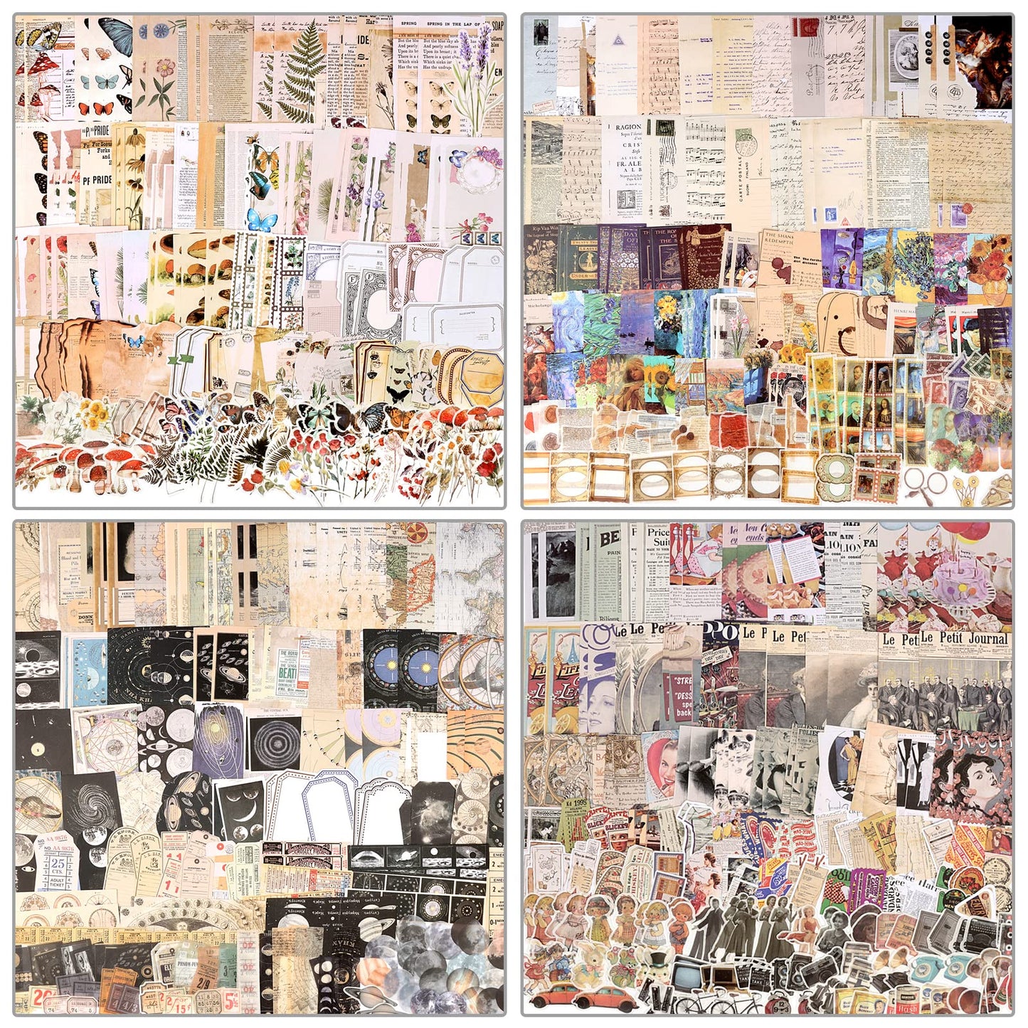 Draupnir 800pcs Vintage Junk Journal Supplies,Scrapbook Supplies Scrapbooking Paper and Stickers Ephemera for Art Aesthetic Journaling Kit Collage