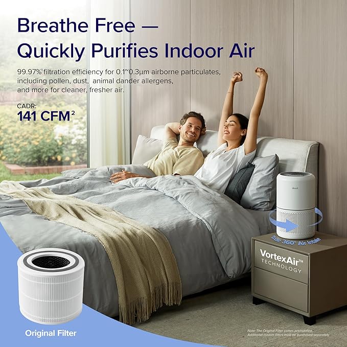 LEVOIT Air Purifier for Home Allergies Pets Hair in Bedroom, Covers Up to 1095 ft² & Humidifier Replacement Filters 10-Pack, Mineral Absorption Pad, Compatible with LV600S
