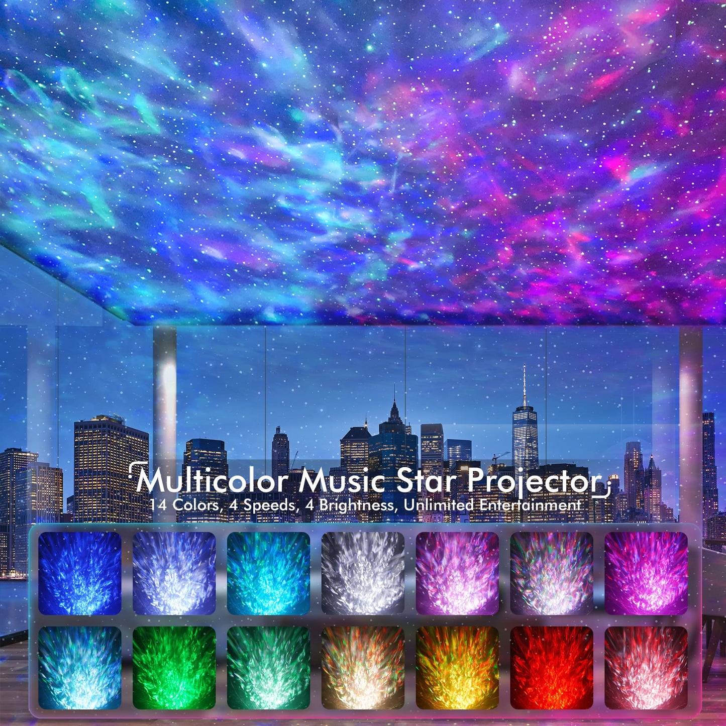 Rossetta Star Projector, Galaxy Projector for Bedroom Nebula Night Light Projector with White Noise, Bluetooth Speaker, Timer and Remote, Kids Room Decor, Birthday, Party, Gifts for Kids Teens Adults