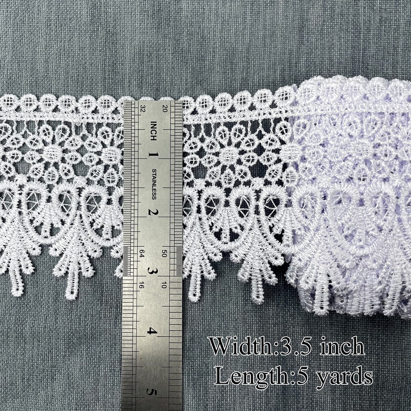 White Lace Trim 5 Yards Wide Venise Lace Ribbon Embroidered Edge Trim for Sewing DIY Crafts Wedding Applique Home Decor