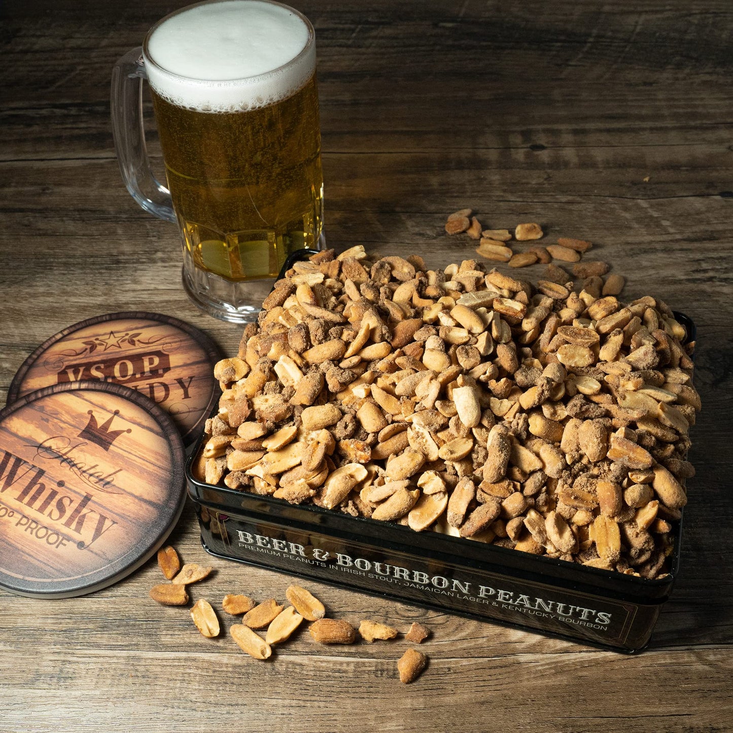 Nuts Gift Basket for Men, Unique Flavored Peanuts Assortment in a Cool Tin Gift Box, Birthday Gift for Men, Great Gift for Men, Healthy Snack