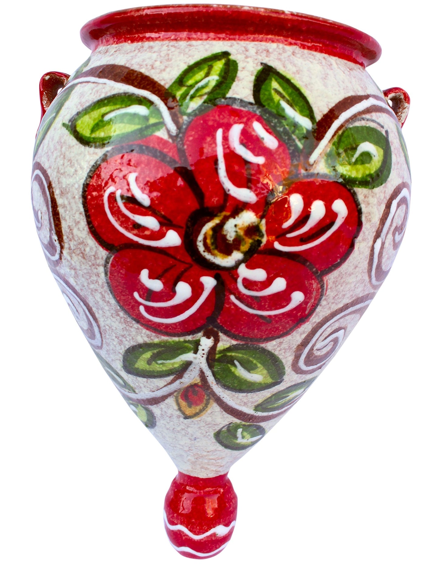 Cactus Canyon Ceramics Hand-Painted Spanish Orza Wall Flower Pot, Spanish Rose