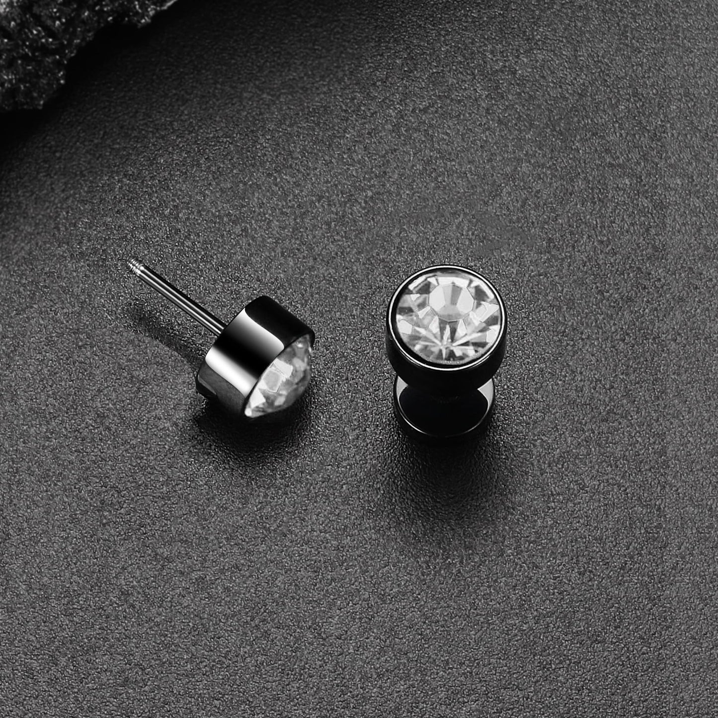 Pack of 3 Titanium Screw Back Stud Earrings for Women Men 20G Hypallergenic, Stainless Steel, Cubic Zirconia