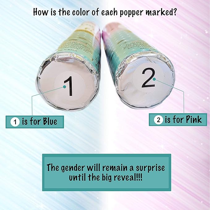 Gender Reveal Cannon Pink Confetti Confetti Poppers | Mommy to Be Sash in Satin White with Gold Letters | Themed Party: Twinkle Twinkle Little Star (Pink, Set of 2)