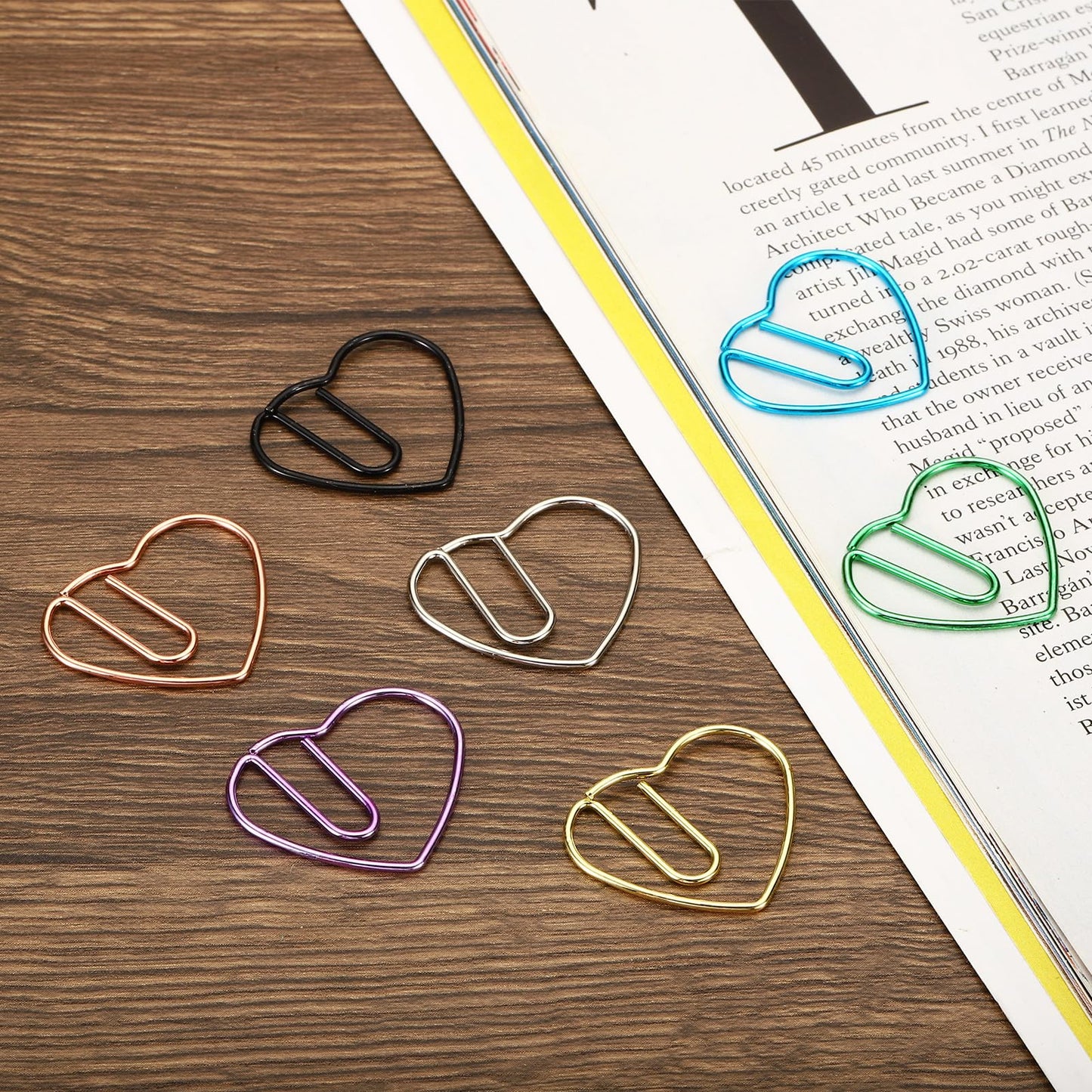 MECCANIXITY Paper Clip Heart-Shaped Cute Decorative Fun Clips Bookmarks 1.1 Inch Silver Tone for Organize Office Home, Pack of 100