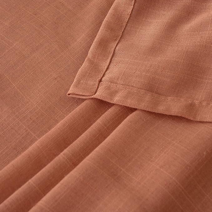 BGment Extra Long 108 Inch Length Curtains for Living Room Windows, Linen Terracotta Drapes Rustic Textured for Bedroom Decor with Rod Pocket Semi Sheer Lightweight, 2 Panels Set, Each 52 Inch Wide