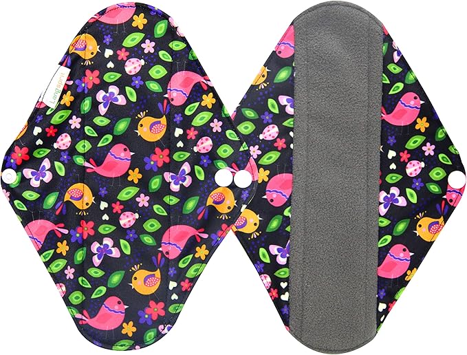 7pcs Set 1 pc Mini Wet Bag +6pcs Absorbent Reusable Sanitary Pads/Washable Cloth Menstrual Pads (M,Feather)…