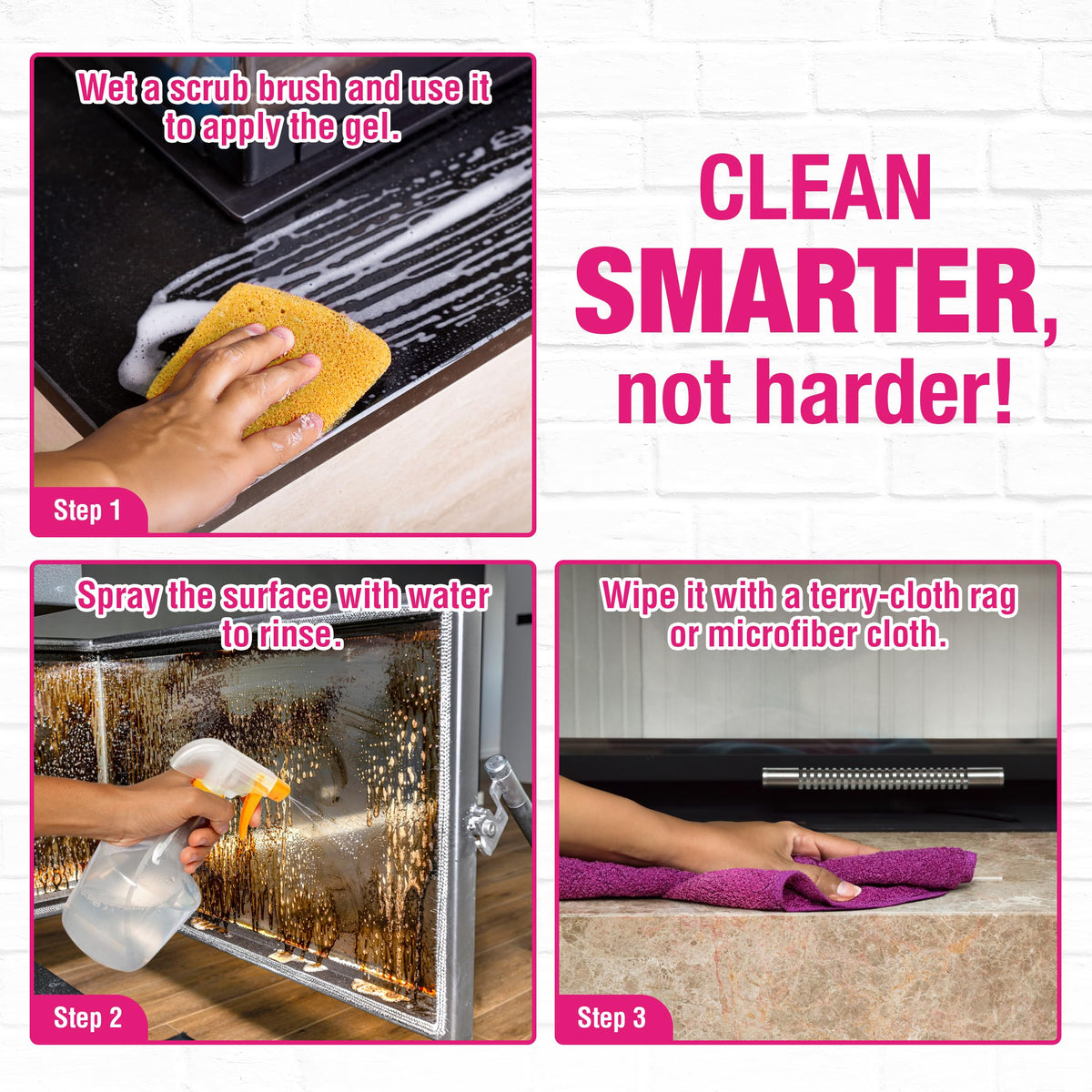 Quick N Brite Fireplace Gel Cleaner with Scrub Brush for Brick (16 Fl Oz)