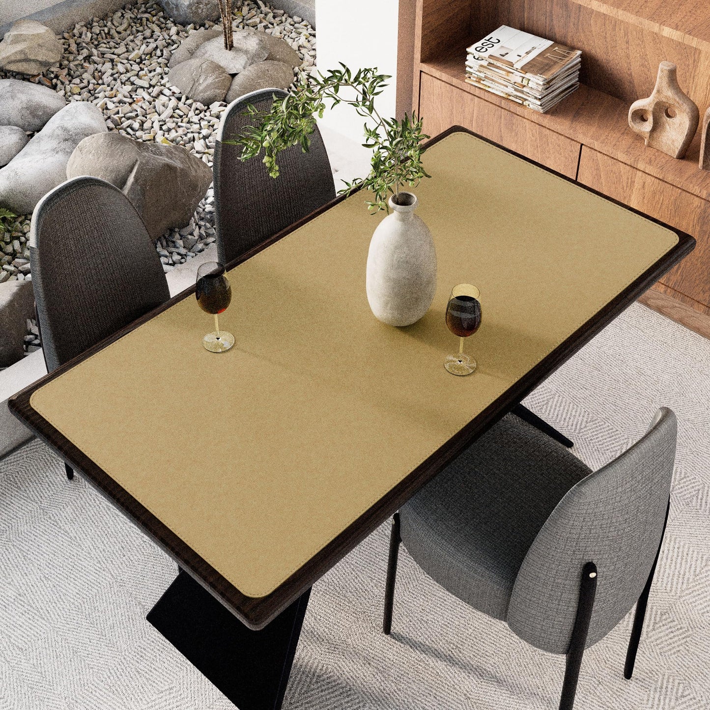 Chihein Cork & PU Leather Desk Mat 55” x 28” - Extra Large Mouse Pad, Double Sided Waterproof Desk Pad Protector for Executive Desk, Dining Table, Office Desk (Black)