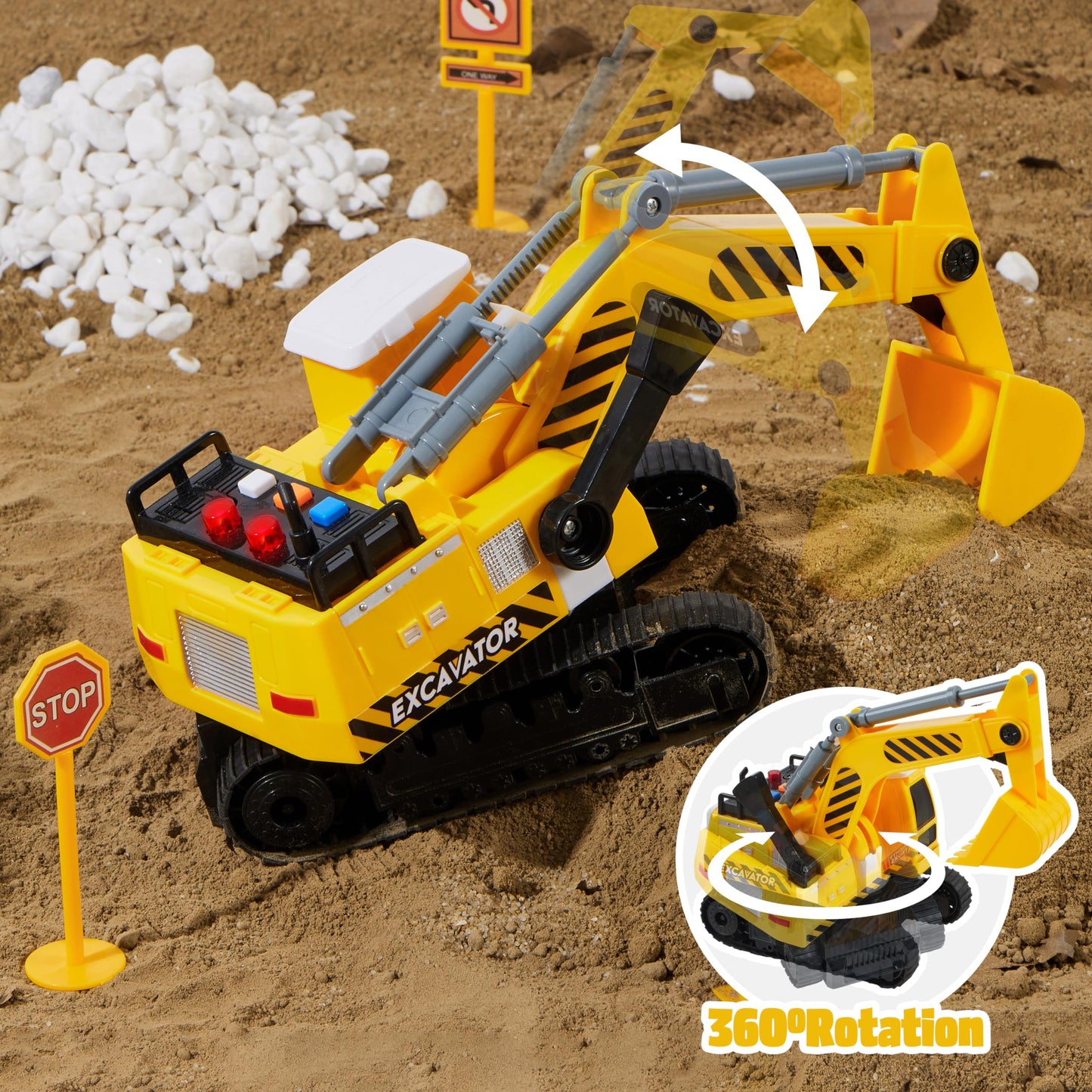JOYIN 3 Pack Construction Toy - Excavator, Dump Truck and Loader, Moveable Claw & Lifting Back, Construction Truck Toy, Birthday Gift for Toddler Boys Kids