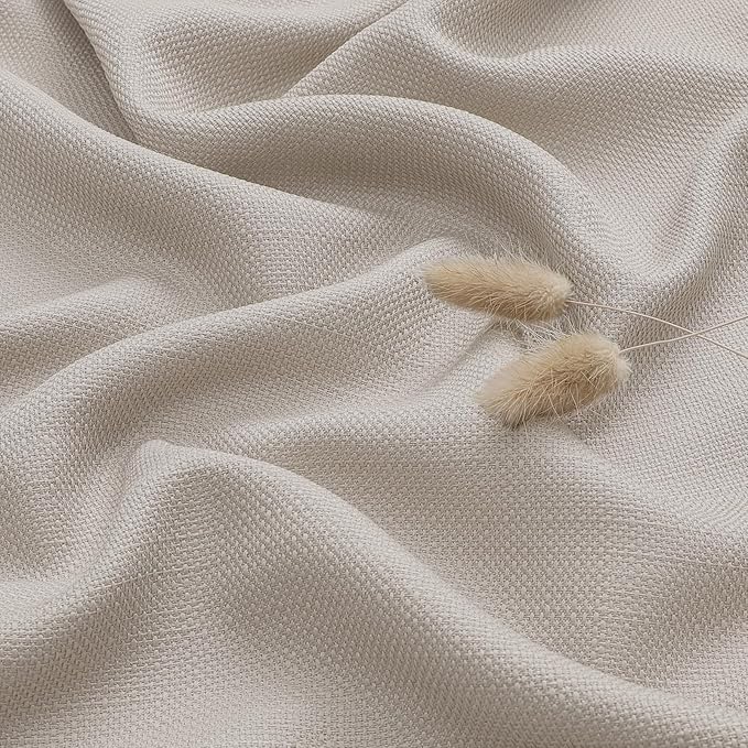 Chyhomenyc Curtains 84 Inch Length 2 Panels Set, Faux Linen Textured Semi Sheer Light Filtering Soft Airy Privacy Farmhouse Curtain Drapes for Bedroom, Cortinas para Sala, 40Wx84L, Moon Beige