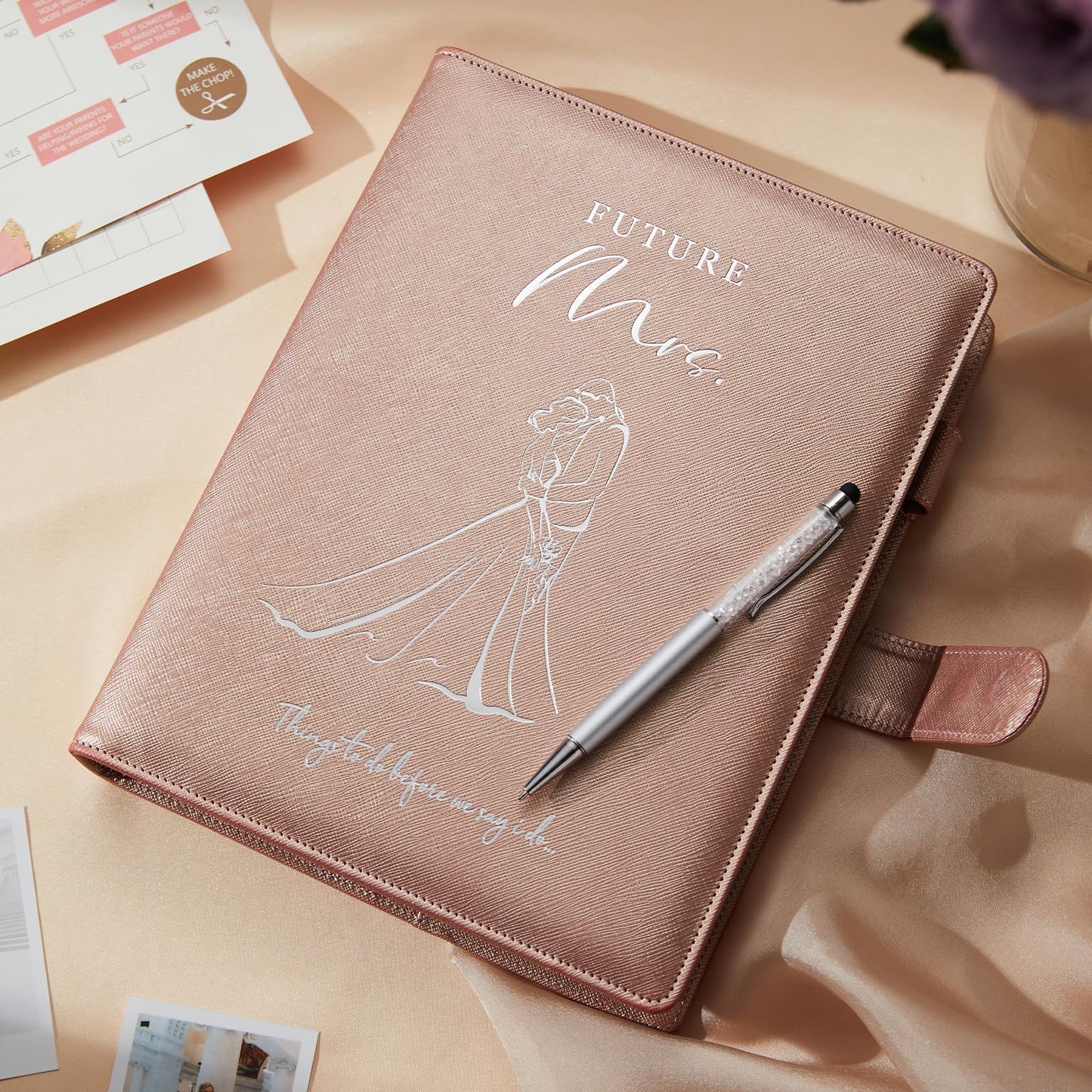 AW BRIDAL Future Mrs Wedding Planner Book and Organizer Gift Set, Personalized Destination Wedding Planners, Rose Gold Planning Gift for Bride and Engaged Couples, Cool Engagement Gifts for Her