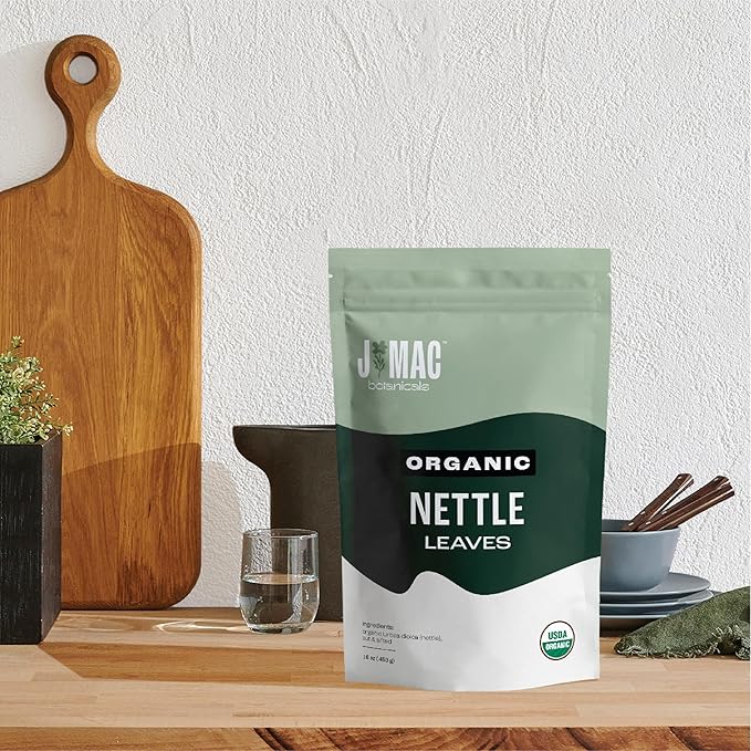 J MAC BOTANICALS Organic Nettle Leaf Herbal Tea 4 oz, 50+ Cups, Certified USDA Organic, Dried stinging nettle tea, Urtica dioica