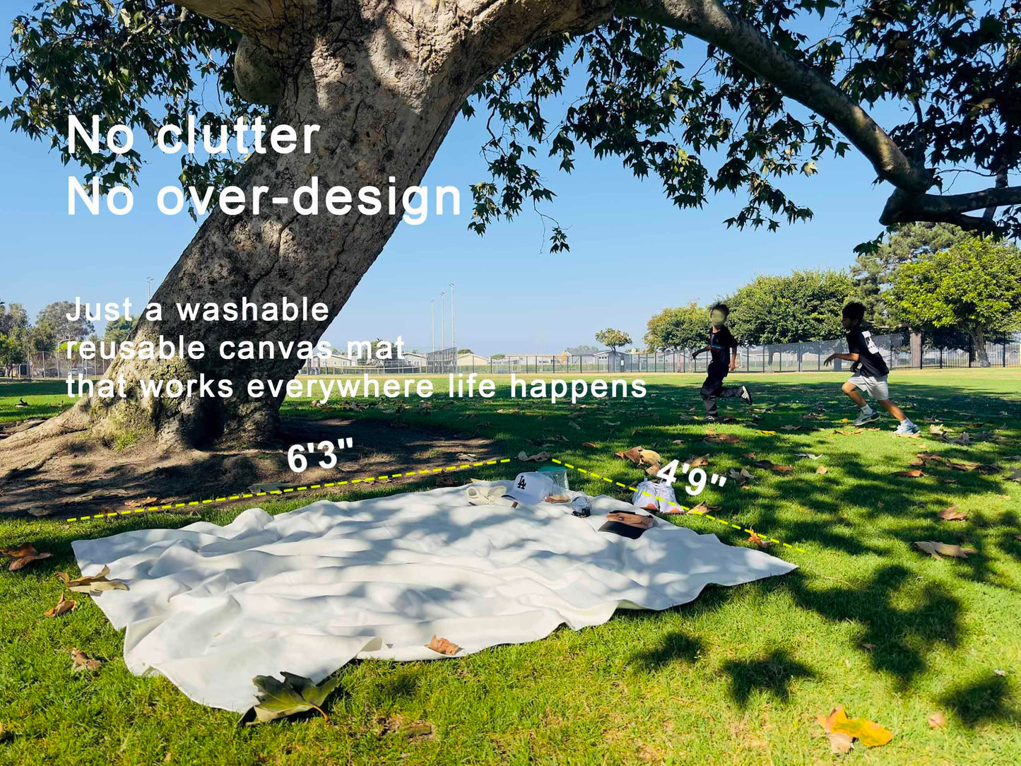 NOONOOJOOJOO White Picnic Blanket & Beach Mat – Canvas, Machine Washable, Large 4’9” × 6’3”