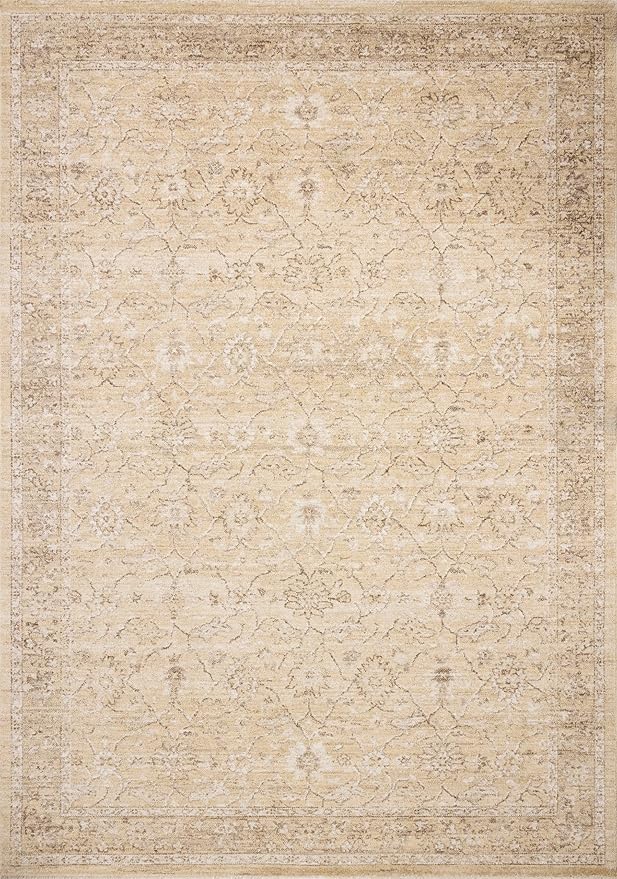 Loloi Chris Loves Julia Palma Collection PLM-10 Wheat/Bark 2'-3" x 3'-10" Fringe Accent Rug Vintage Style Boho Living Room Bedroom Carpet
