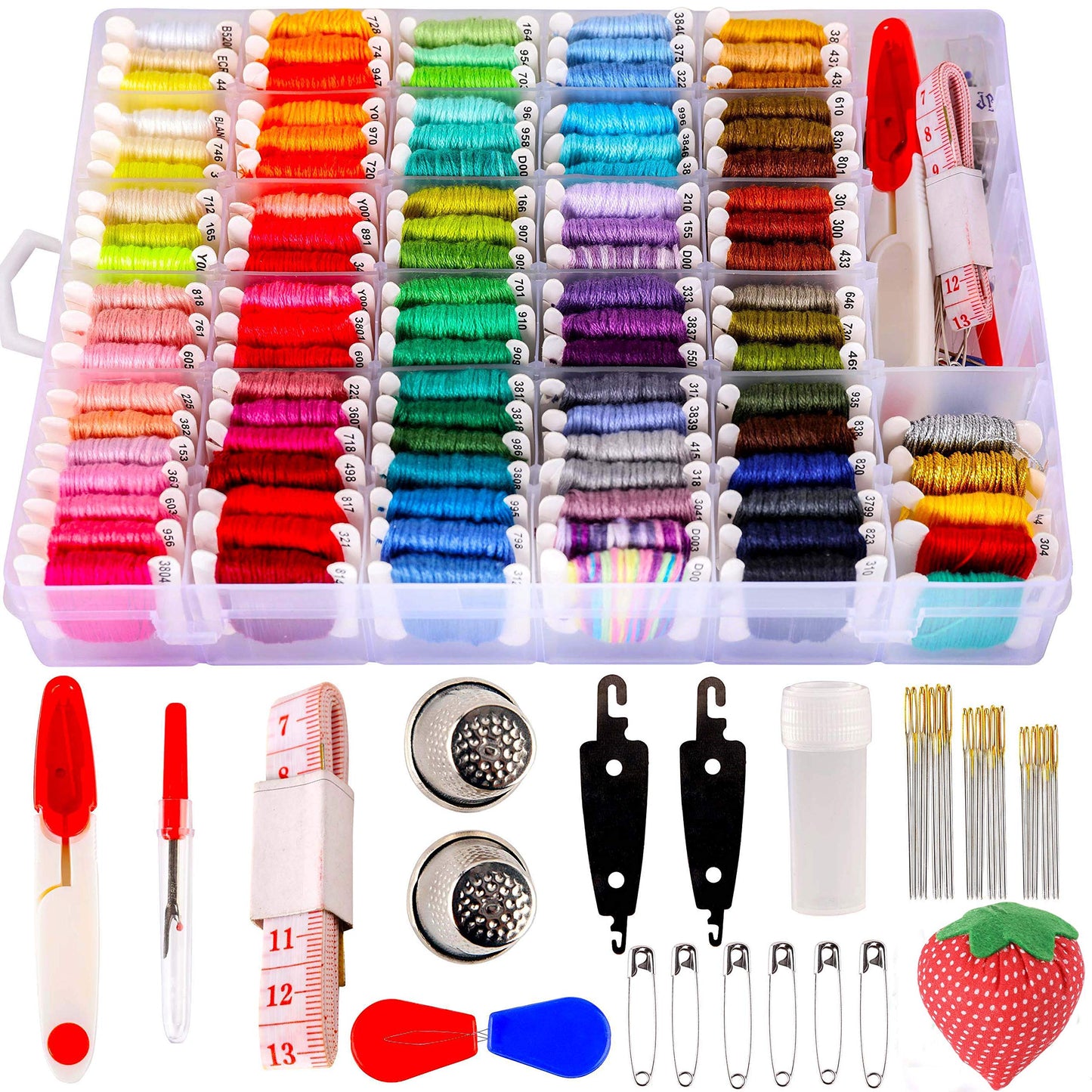 YITOHOP 200pcs+ Embroidery Floss kit, Friendship Bracelet String Kit with Organizer Box-Included 100pcs Friendship Bracelet Floss Thread,Cross Stitch Kits Xmas Gifts