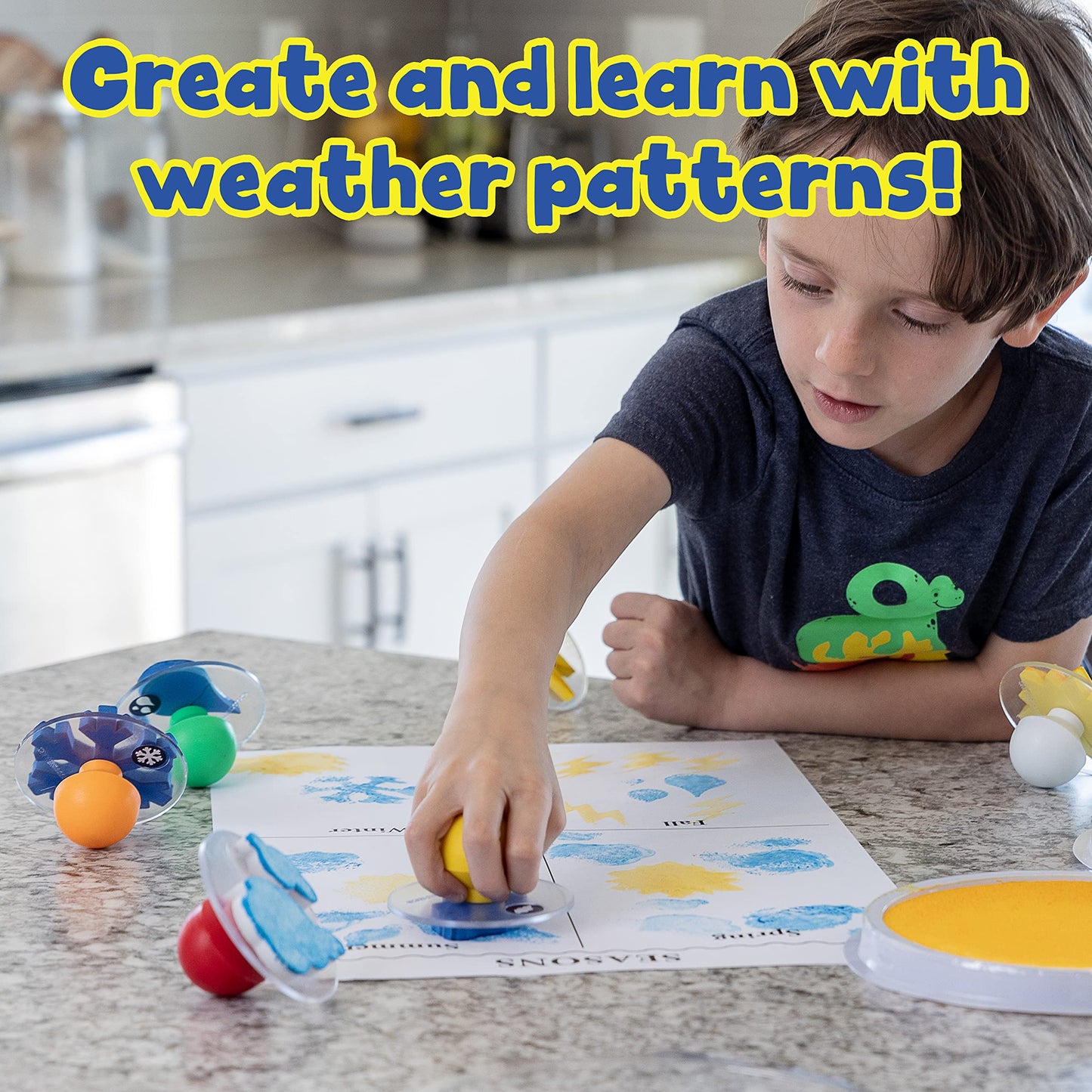 READY 2 LEARN Giant Stampers - Weather Patterns - Set of 6 - Easy to Hold Foam Stamps for Kids - Arts and Crafts Stamps for Displays, Posters, Signs and DIY Projects