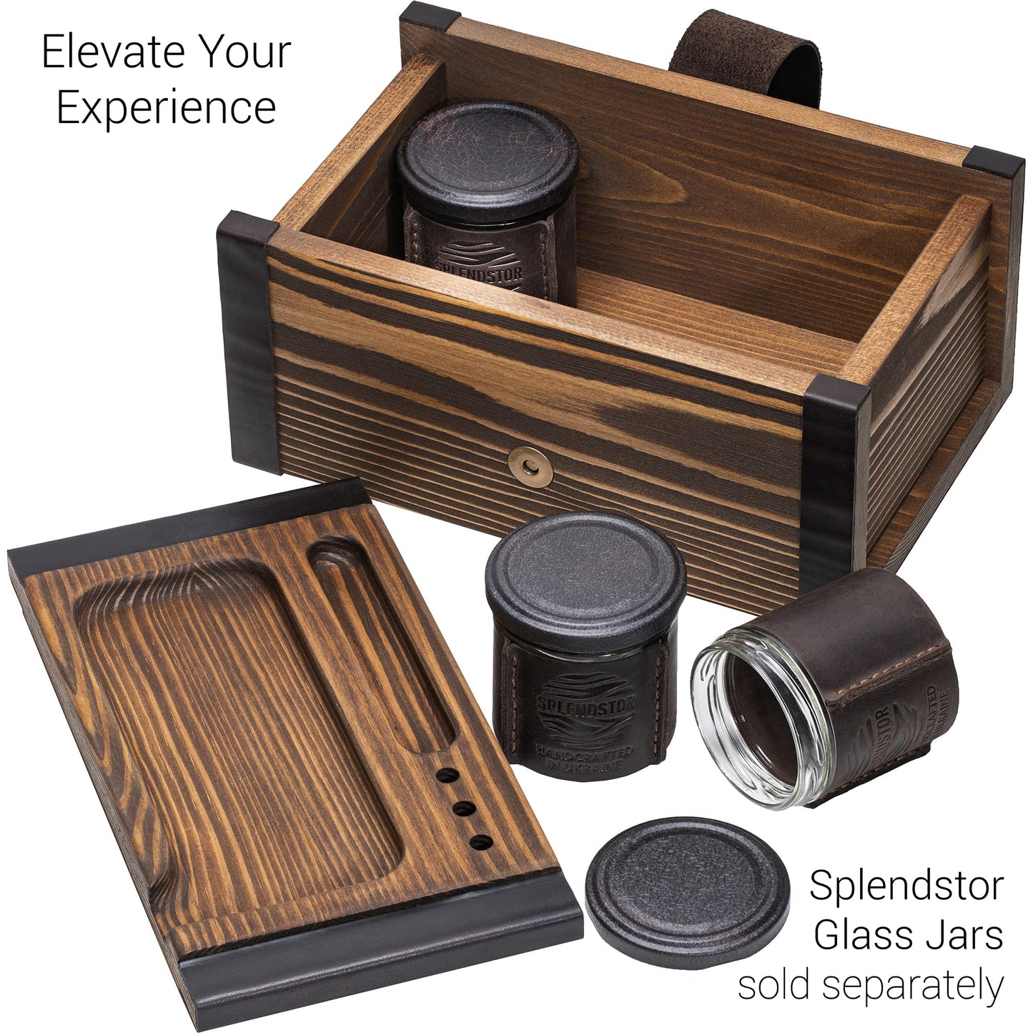 Large Wooden Box with Decorative Wood Tray - Handcrafted in Europe - Great Storage Organizer to Keep Your Accessories and Essentials