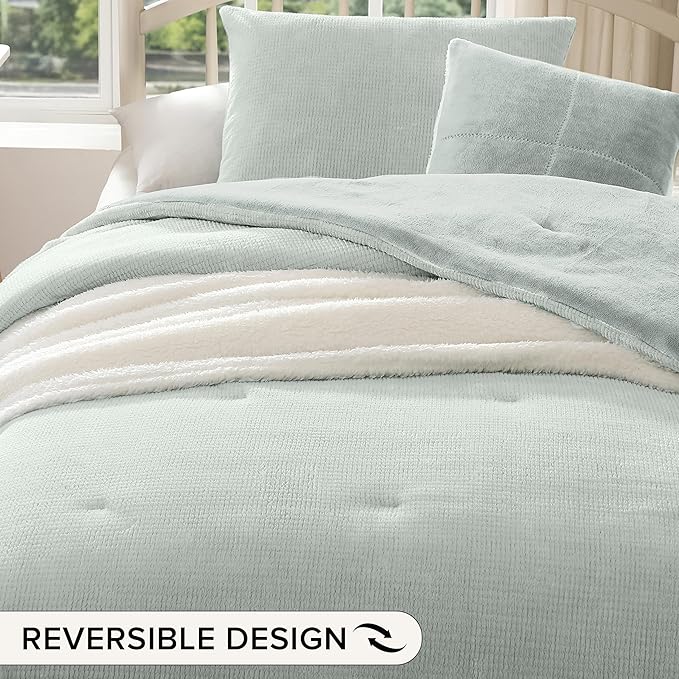 UGG Remina Twin Comforter Set 4 Piece Bed in a Bag with Throw Blanket, Decorative Pillow, Sham, and Reversible Comforter Hypoallergenic Washable Dorm Bedding, Twin XL, Blue Green Clear Creek