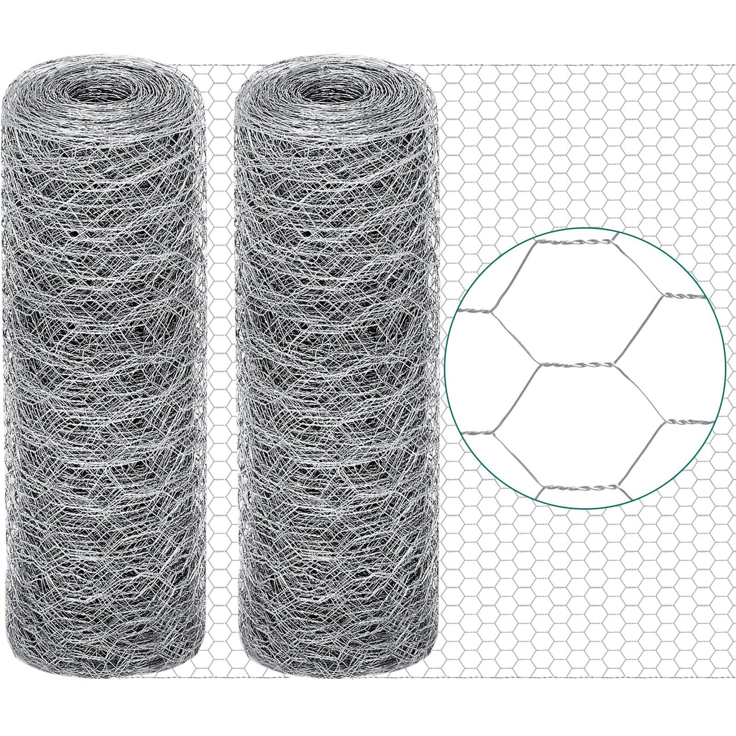 GlikCeil 12 in X 200 ft Chicken Wire Fencing Metal Floral Chicken Wire Mesh for Crafts Poultry Garden, 1 Inch Hexagonal Galvanized Hardware Cloth Netting for Poultry Coop Barrier Rabbit Cage (Silver)