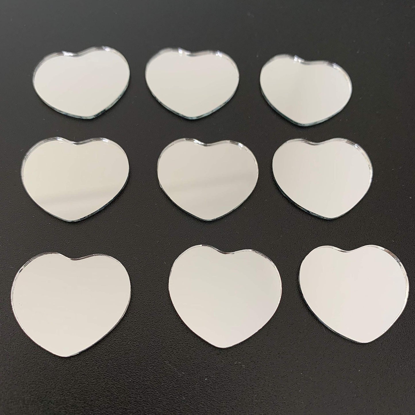 NUO RUI 1 Inch Small Heart Shape Mirror Mosaic Tile for Art Craft Projects, 100 Pcs