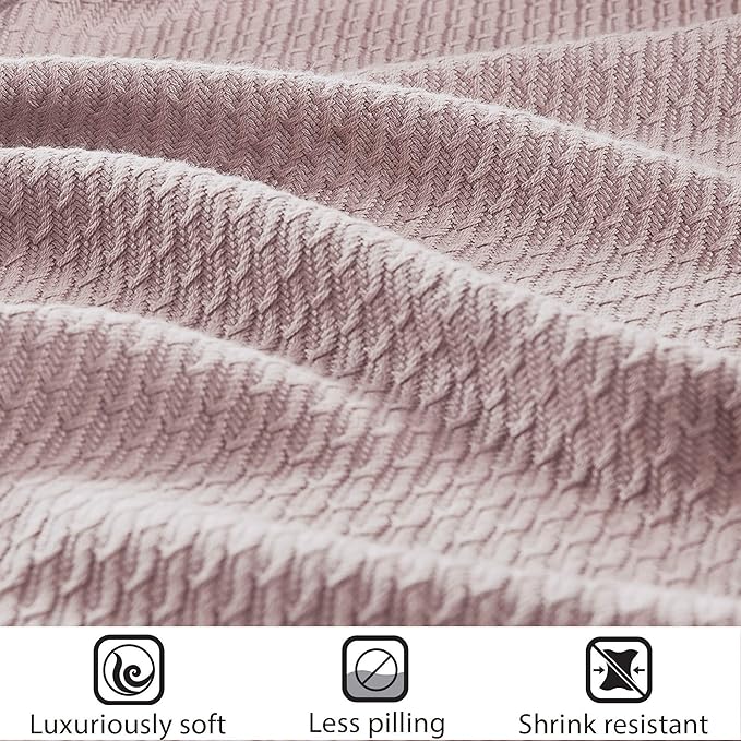 Madison Park Soft Certified 100% Egyptian Cotton Breathable Cozy Blanket, Premium Waffle Knit Classic Design, Luxury All Season Lightweight Cover for Bed, Couch and Sofa, Rose Twin(66"x90")