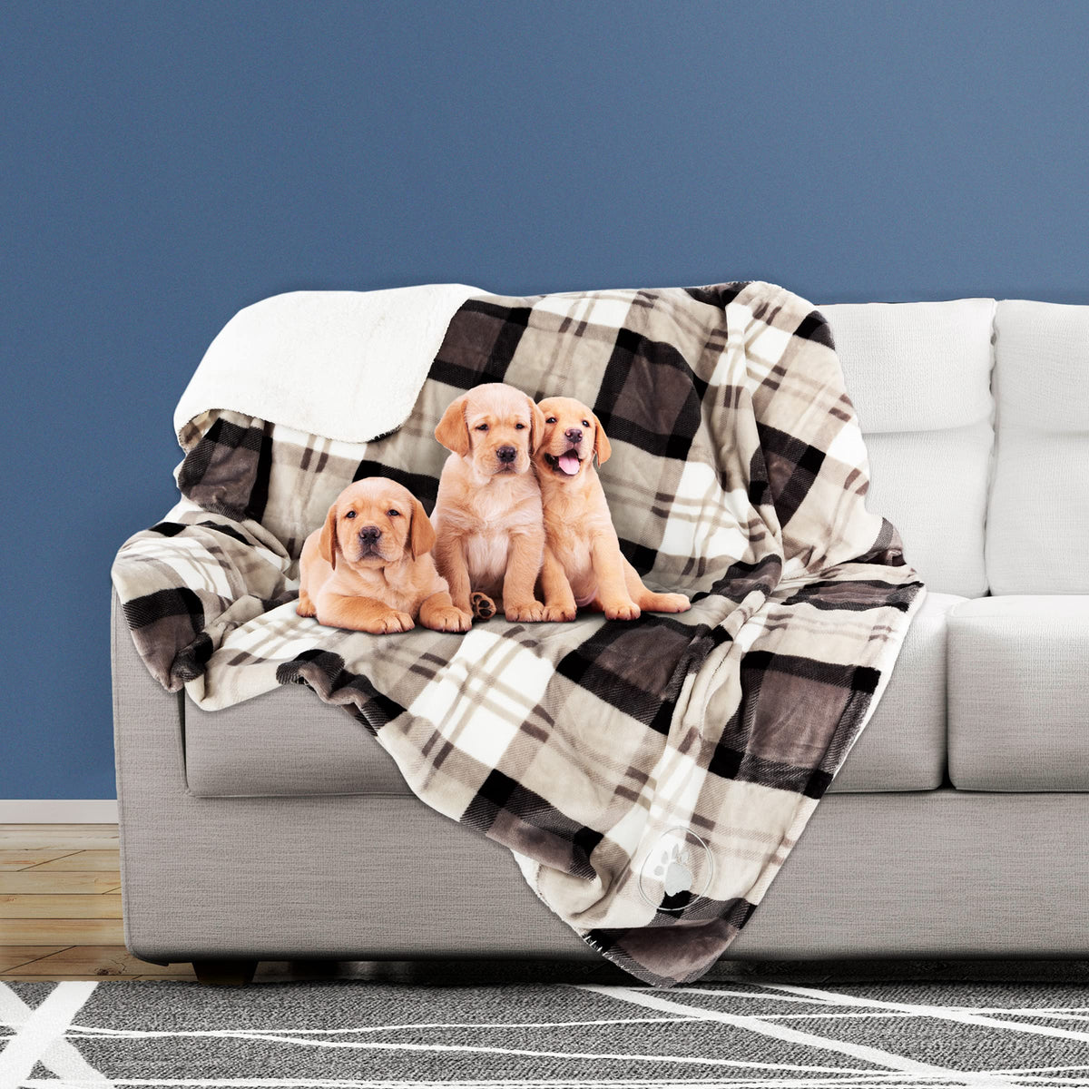 Waterproof Pet Blanket - 50x60-Inch Reversible Sherpa Fleece Throw Protects Couches, Cars, and Beds from Spills, Stains, and Fur by PETMAKER (Pink)