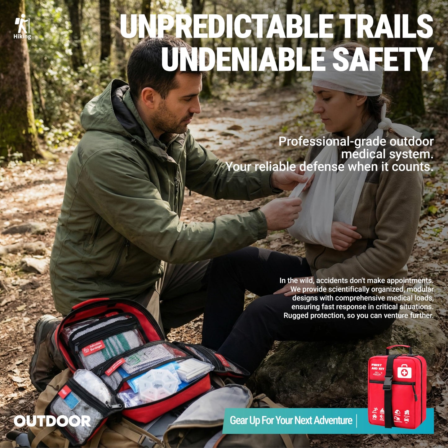 556 Piece Premium Large First Aid Kit, Survival Medical Bag with Labelled Compartments, Workplace Essential for Home & Sports, Molle Tactical Rip-Away Design, First Responders' Choice for Trauma