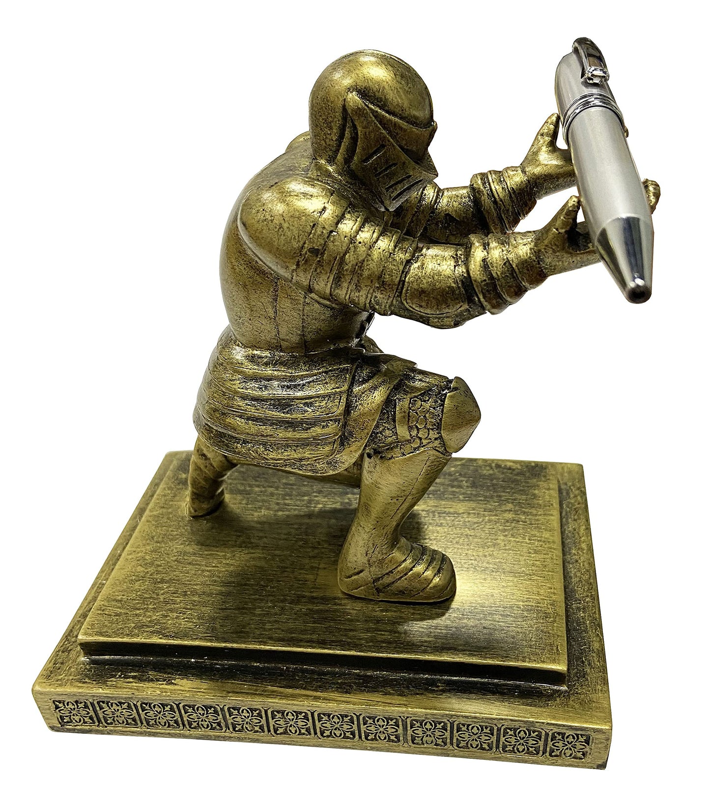Ofiedx Executive Knight Pen Holder with a Pen Personalized Desk Accessories Decor Home Office Cool Pen Stand Gold