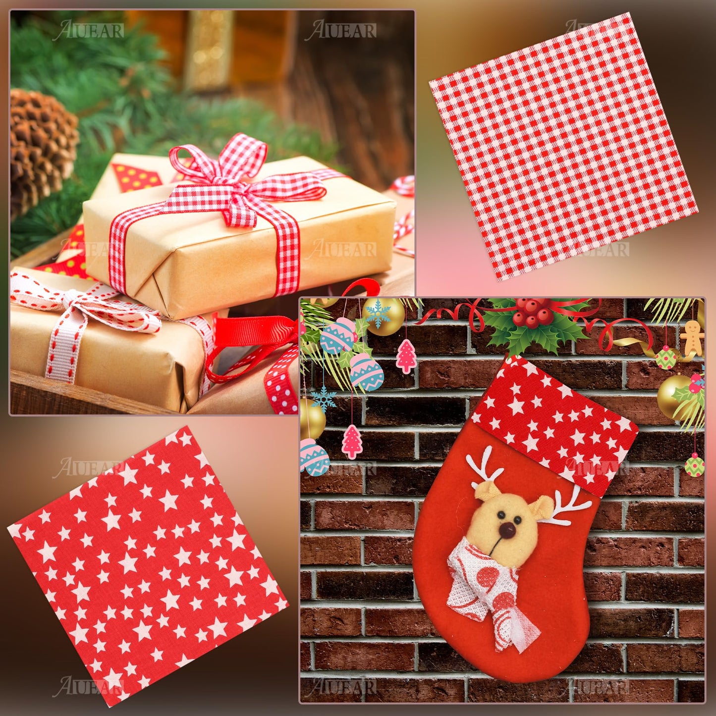 AUEAR, 35 Pack Cotton Print Fabric Bundle Squares 9.8"x9.8" Quilting Sewing Floral Precut Sheets for DIY Scrapbooking Dot Pattern (Bright Colors: Red & Blue Yellow Pink Green)