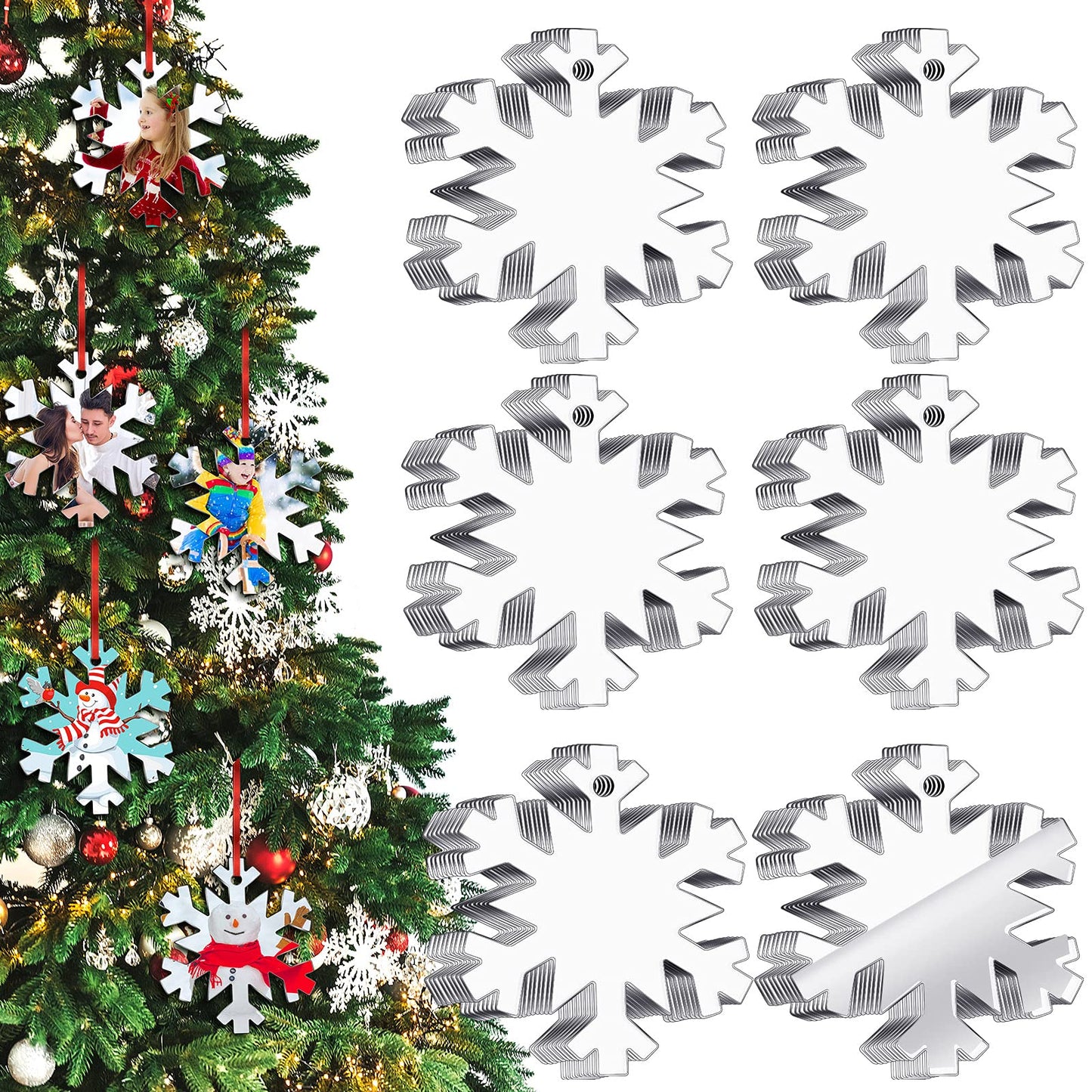 50 Pieces 3.75 Inch Acrylic Christmas Ornament Blank - Transparent Disc DIY Clear Ornament With Hole for Craft, Holiday (Vivid Style)