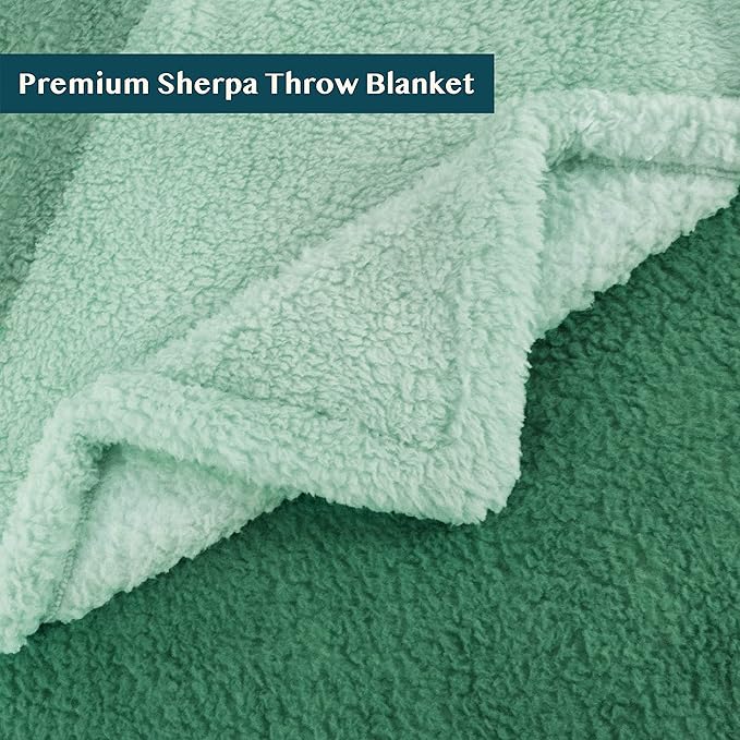PAVILIA Fluffy Sherpa Throw Blanket Ombre | Gradient Plush, Soft, Fuzzy, Decorative Accent Throw Blanket for Couch Sofa Bed | Cozy Warm Decorative Furry Faux Fur Blanket, 50x60 Inches Green