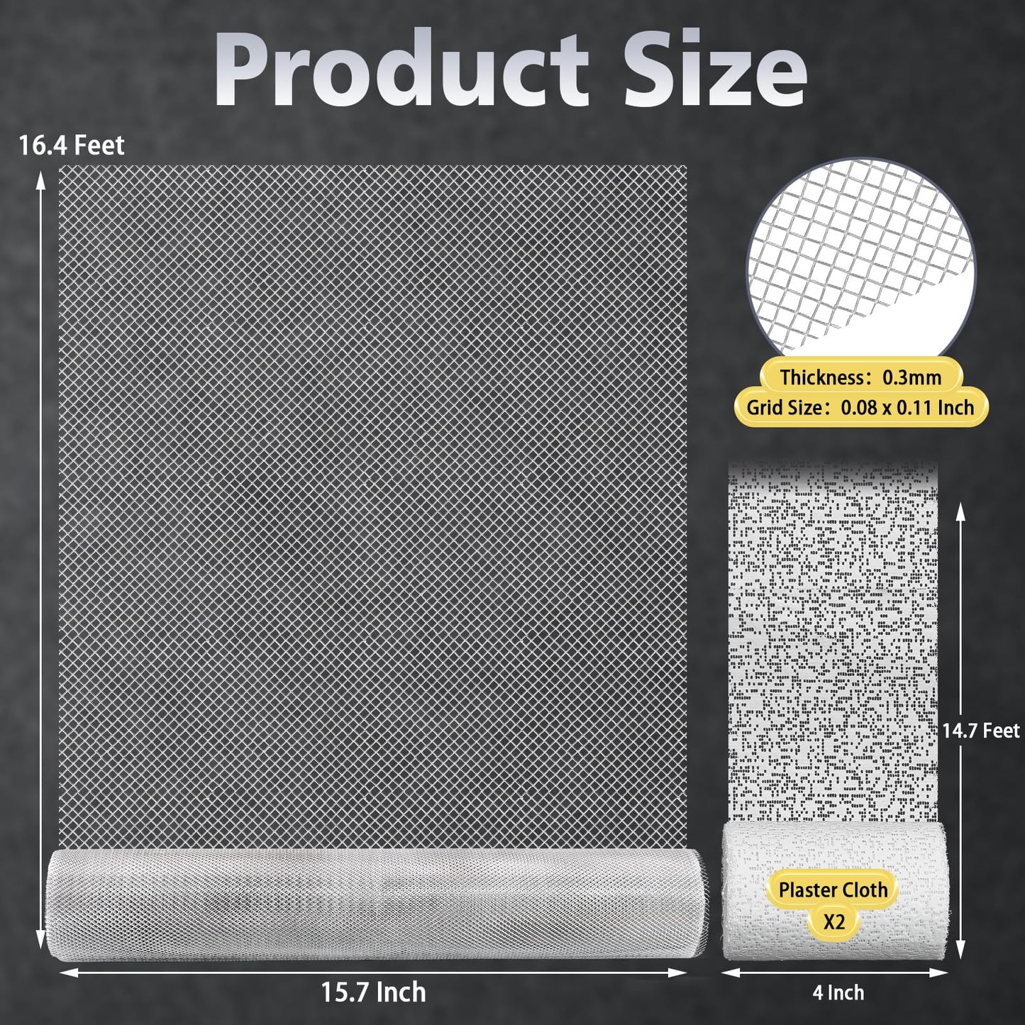 Sculpting Wire Mesh Roll 15.7 X 196.8 Inch, Aluminum Wire Mesh with 2 Rolls Plaster Cloth for for Art and Crafts Sculpture Projects, Moldable Sculpting Mesh for Sculpture Clay, DIY Home Decoration