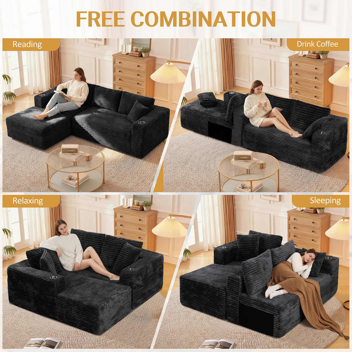 103" Modular Sectional Sofa for Small Spaces