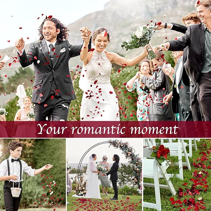 Eslibin 300 PCS Dried Real Red Rose Flower Petals Confetti for Wedding, 2.82oz Preserved Freeze Flower Girl Petals for Romantic Night Wedding Proposal Centerpeice Shower Party Decor