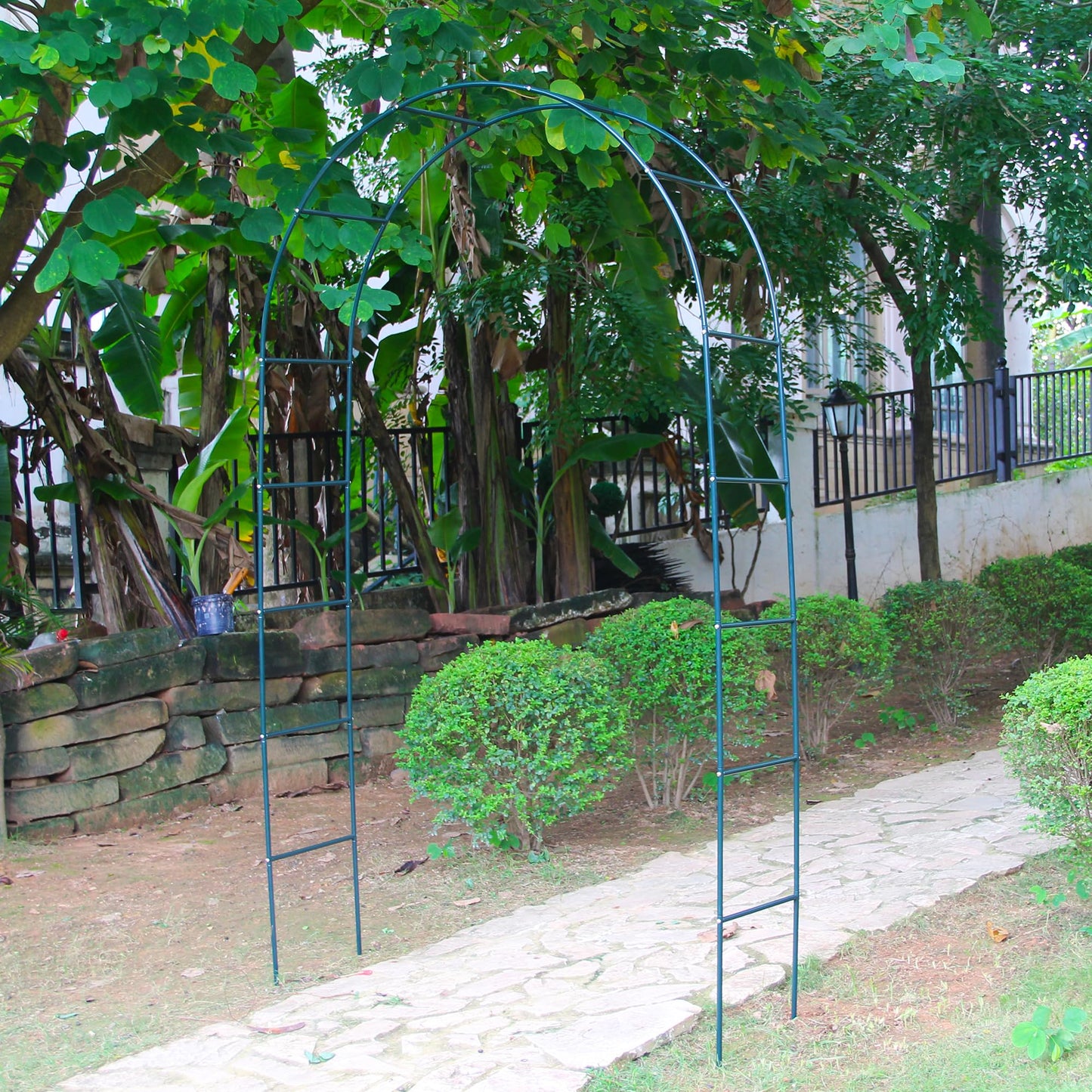 7.9 Ft H x 4.6 Ft W Green Metal Pergola Arbor for Various Climbing Plant Wedding Garden Arch Bridal Party Decoration Wide Arbor