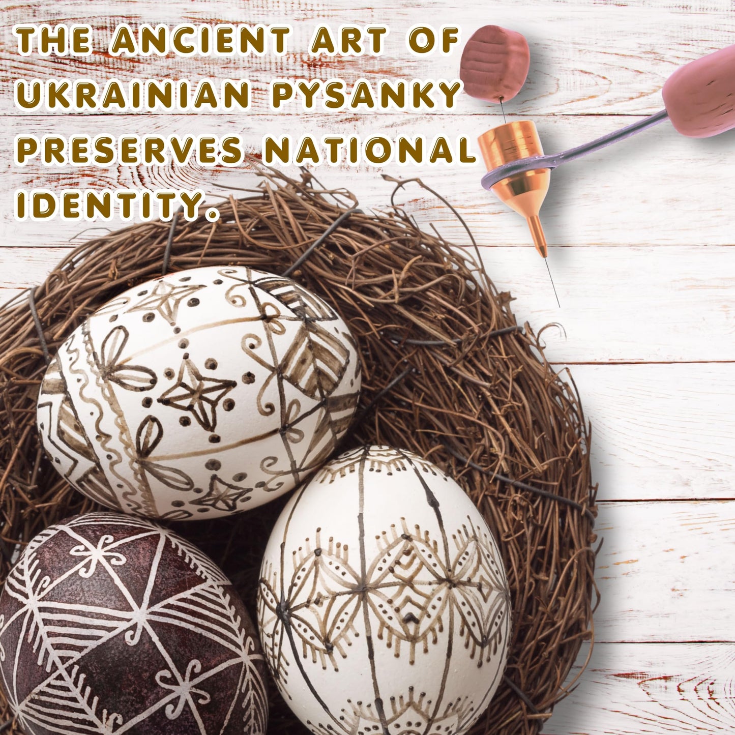 Easter Egg Decorating Kit for Pysanky, Ukrainian Egg Decorating Set with 3 Wax Writer Pens, 3 Beeswax, 10 Dyes, Candle, Egg Stand and Instructions, Candle - Traditional Art