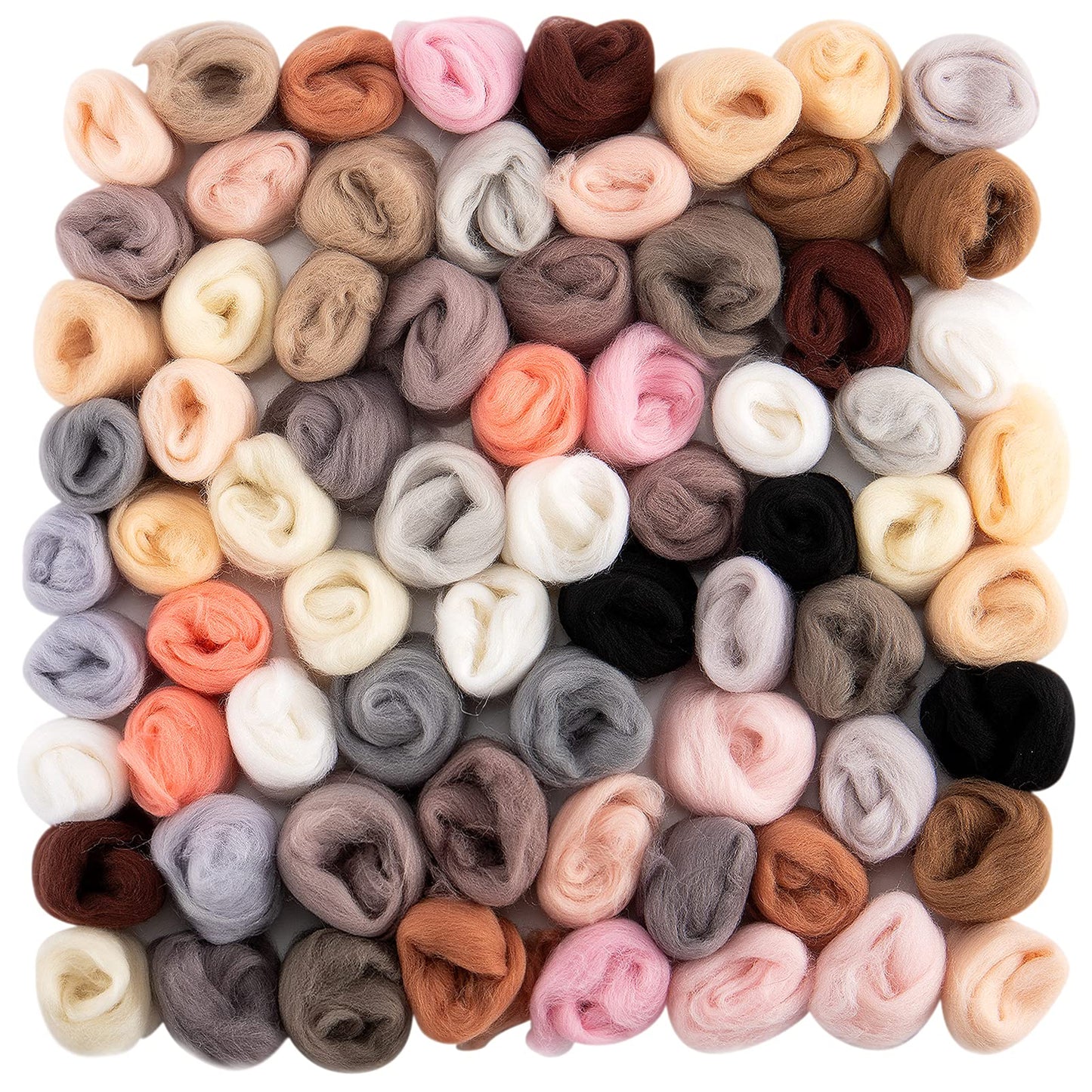 72pcs 7.6 oz Needle Felting Wool- 24 Colors Nature Wool Roving Yarn for Beginners Hand Spinning Felting Supplies, 3g/Pack