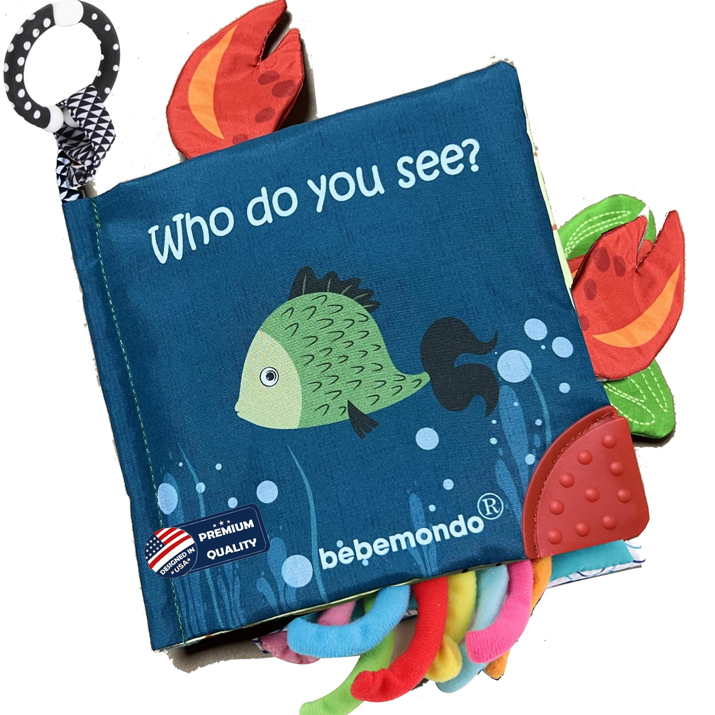 bebe mondo Fish Baby Crinkle Books with 6 PCs Educational Learning Toys for Newborn Babies Infants 0-6, 6-12 and 12-18 Months 1-2 Year Old